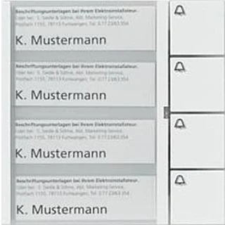 Afbeelding van Siedle toetsenmodule met naambordjestoets 4 naambordjes en gescheiden oproeptoetsen belsymbool zilver metallic 200035528 00