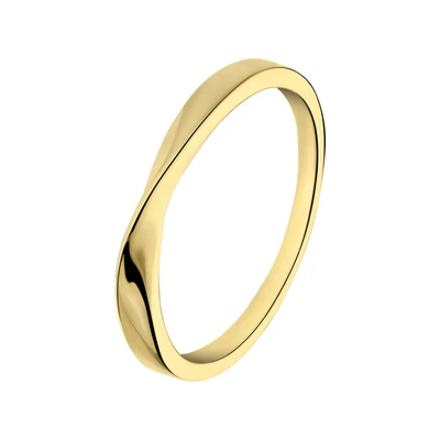 Afbeelding van Lucardi Dames Zilveren goldplated Ring twist 925 Zilver Goudkleurig 18 / 57 mm