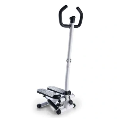Afbeelding van Mobiclinic Step Pro Stepper Met armen Fitness Apparaat Weerstandsbanden In hoogte verstelbaar Instelbare intensiteit LCD scherm Tot 150 kg Compact Wit