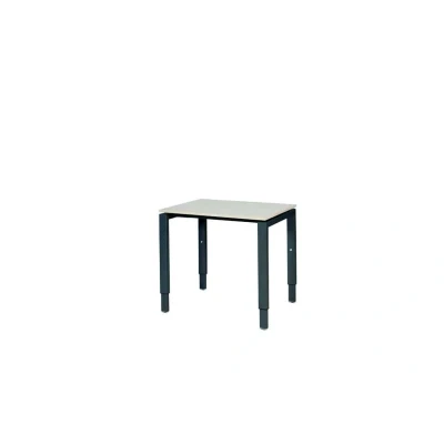 Afbeelding van Domino bureau, hoogte instelbaar (62 85cm) met 80x60cm &#039;zwevend&#039; robson eiken 25mm blad en zwart (RAL9005) N poot frame.