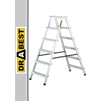 Afbeelding van Drabest PRO SERIE Ladders 2x6 Traps Aluminium Dubbelzijdige Huishoudladder 150kg Trapladder Multifunctioneel Opvouwbare 48 x 133 16cm