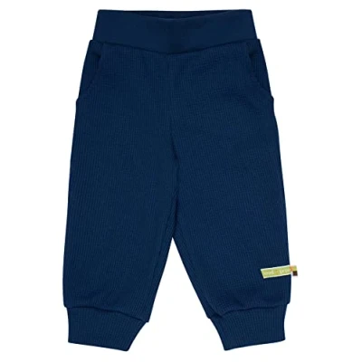 Afbeelding van loud + proud Uniseks wafels voor kinderen, GOTS gecertificeerd, casual broek, ultramarine, 110/116