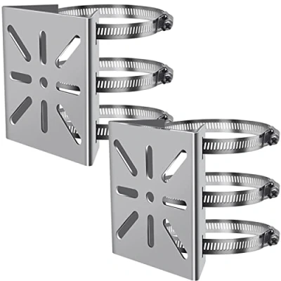 Afbeelding van WiTi 2PACK Verticale Pole Mount voor Beveiligingscamera, RVS Montage Hoekbeugel met 3 Loop Pijpklemmen, Geschikt CCTV Camera&#039;s LED Wand/Stage Lights, Zonnepanelen (klein formaat)