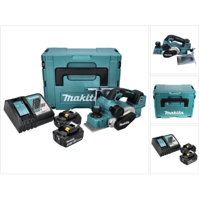 Afbeelding van Makita DKP181RTJ 18V Li Ion Accu Schaafmachine Set (2x 5.0Ah Accu) In Mbox 82mm 3mm Koolborstelloos
