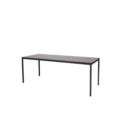 Afbeelding van Domino Basic bureautafel, vaste hoogte met 200x80cm logan eiken 25mm blad en zwart (RAL9005) 4 poot frame