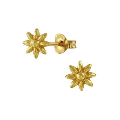 Afbeelding van JoyS Zilveren bloem oorbellen 6 mm 14k goudplating