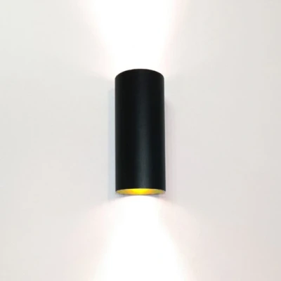 Afbeelding van Artdelight Design opbouwspot Roulo zwart met goud up &amp; down WL ROULO2 ZW GO