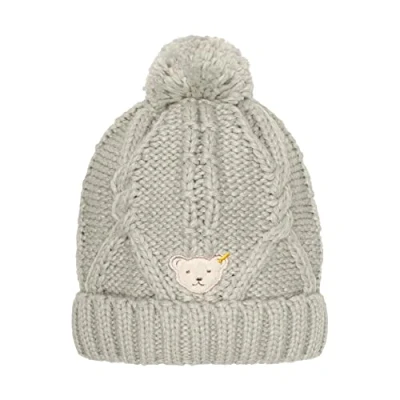 Afbeelding van Steiff Beanie muts met pompon voor jongens, Soft Grey Melange, 51
