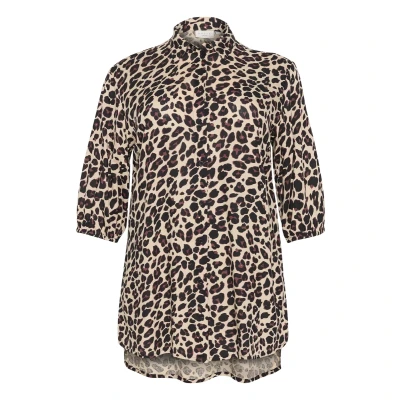 Afbeelding van Kaffe Curve Sonna Overhemdblouse, Dames, Maat: 46, Leopard print