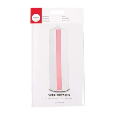 Afbeelding van Rayher 3103716 Versierwas, roze, 2 decoratieve wasplaten 20 x 10 cm, waxfolie om kaarsen te versieren, kaarswas, wasfolie