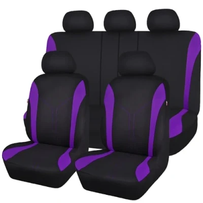 Afbeelding van Vliegende Banner 11 STKS Mode Mesh Universele Fit Ontworpen Auto Stoelhoezen Set Full (11 PCS) Paars