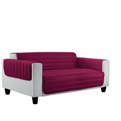 Afbeelding van Elegant gewatteerde bankhoes Doubleface, Bordeaux/crème 1 plaats, 100% microfiber