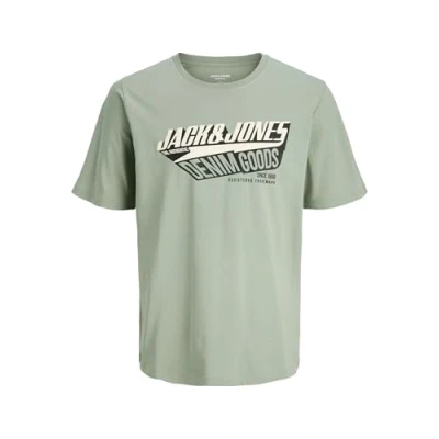 Afbeelding van JACK &amp; JONES Heren Jjelogo Tee Ss Oneck 2 Col Aw25 Noos Pls, Iceberg Green., XXL