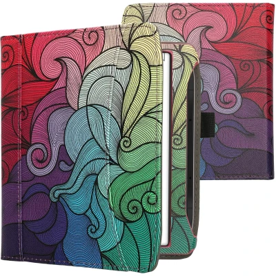 Afbeelding van kwmobile flip cover compatibel met Pocketbook Era/Era Color Hoes handgreep en voorvak voor e reader Book case in roze/blauw/groen Kleurrijk