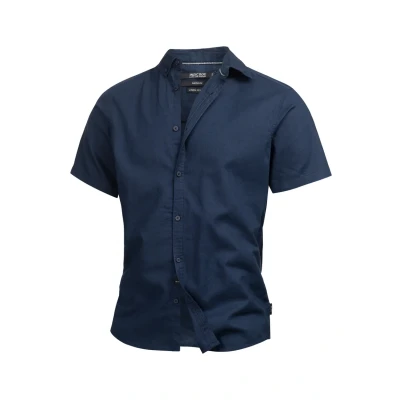 Afbeelding van Indicode Jeans Kurzarm Inbravida Overhemd, Heren, Maat: Small, Navy solid