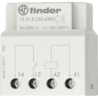 Afbeelding van Finder relais elektromechanisch monostabiel voor montage in inbouwdoos 1 maakcontact 12 a 250vac aansluitspanning 230 vac 13 31 8 4300