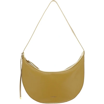 Afbeelding van Coccinelle Leren Schoudertas Gleen Handbag Grained Leather Citronella Mosterdgeel