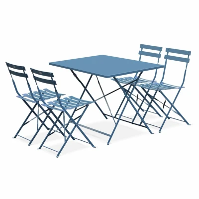 Afbeelding van sweeek Emilia rechthoekige inklapbare bistro tuinset 110 x 70cm, met vier stoelen, gepoedercoat staal