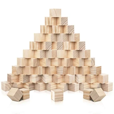 Afbeelding van Kurtzy Kleine Houten Kubussen (60 pak) 2 x cm Neutraal Onbewerkt Dennenhouten Blokken Educatieve Hobby Voor DIY, Stempelen, en Kunst, Puzzle, Nummers