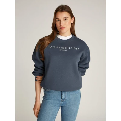 Afbeelding van Tommy Hilfiger Dames MDRN REG CORP LOGO C NK SWTSHRT WW0WW39791 Pullover Sweatshirt, Grijs, S, Grijs (Militair Denim), S