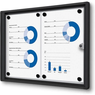 Afbeelding van Vergrendelbaar Notitiebord Indoor Economy Zwart 2x A4