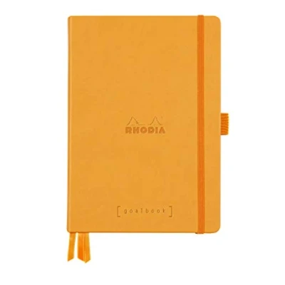 Afbeelding van Rhodia 118584C notitieboekje Goalbook (DIN A5, 14,8 x 21 cm, dot, praktisch en trendy, met stevig deksel, 90 g wit papier, 120 vellen) 1 stuk, oranje