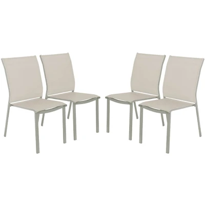Afbeelding van sweeek Set van 4 stapelbare tuinstoelen cleveland aluminium en textileen, 64,5 x 45,5 89,5 cm
