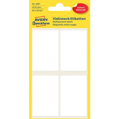 Afbeelding van Avery Witte Etiketten Ft 54 X 35 Mm (b H), 24 Stuks Etiket