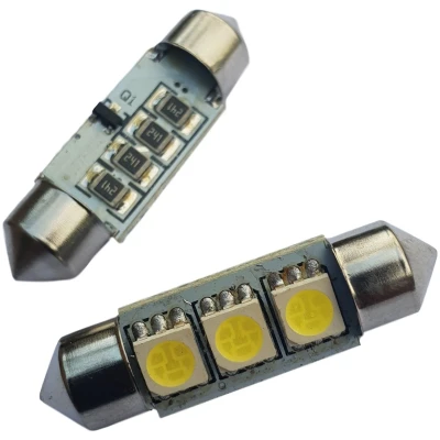 Afbeelding van Auto LEDlamp 2 stuks LED festoon 39mm 3 SMD daglichtwit 6000K CAN BUS 12 Volt