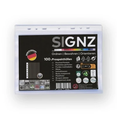 Afbeelding van SIGNZ Brochurehoezen (DIN A5, sterke 100 my), stuks, glashelder, CO2 neutraal gemaakt, made in Germany