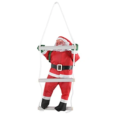 Afbeelding van Yosoo Een kerstman klimmen op gebreide ladder voor kerstboom binnen buiten hangend ornament decor Kerstmis Xmas Party Home deur muur decoratie siersieraden