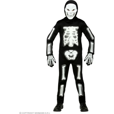 Afbeelding van Widmann Spook &amp; Skelet Kostuum Te Lang Gelegen Kind Zwart, Wit / Beige Maat 116 Halloween Verkleedkleding