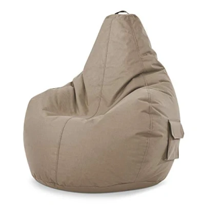 Afbeelding van Green Bean© Zitzak met rugleuning 80x70x90cm Gamingstoel 230L vulling Knus Zacht Wasbaar Vloerkussen Lounge stoel Krukje Ontspannen voor gamers Taupe