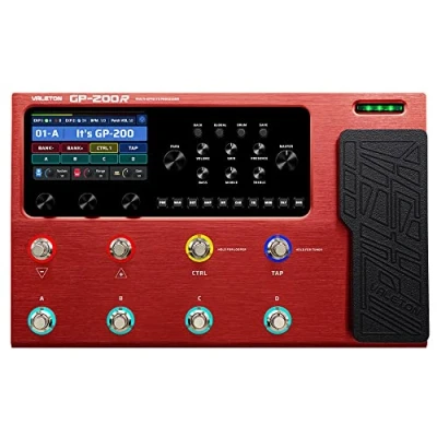 Afbeelding van Valeton Gitaar Pedaal Multi Effecten Processor Basversterker Modellering IR Kasten Simulatie met FX Loop MIDI I/O Expressie Stereo OTG USB Audio Interface Rood GP 200R