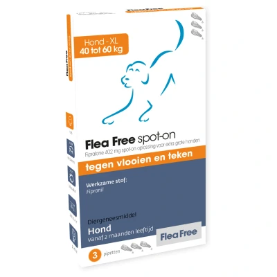 Afbeelding van Flea Free Spot On Hond Xlarge Anti vlooien en tekenmiddel 3 pip 40 60 Kg