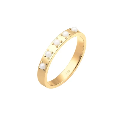 Afbeelding van ELLI Ring &#039;Perlen&#039; goud / parelwit