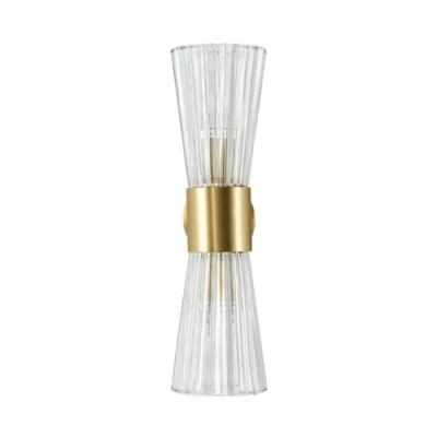 Afbeelding van NICRX 400 mm messing gouden kristallen wandkandelaar licht kristalglas en basis wandlamp wandmontage