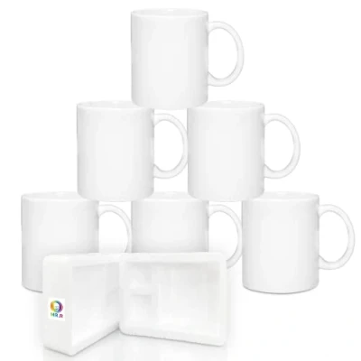 Afbeelding van MR.R Sublimatie Blanks Vaatwasser Witte Keramische Koffie Mokken 11oz Blanco Klassieke Drinkbeker Mok met Handvat voor Melkthee Cola Water, Case van 6 Stuks