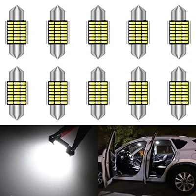 Afbeelding van KATUR 31mm Festoon C5W Led Lampen 6000K Wit Licht Super Heldere Chipsets Canbus Foutvrij voor 3175 DE3175 DE3021 3022 3021 Interieur Koepel Kentekenplaat Deurverlichting (10 stuks, Wit)