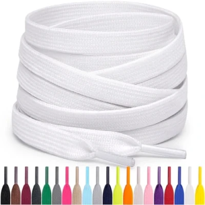 Afbeelding van Miscly Platte Schoenveters, Meerdere Lengtes en Kleuren Beschikbaar (Wit, 91 cm)