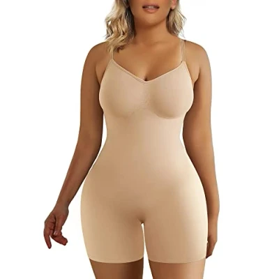 Afbeelding van SHAPERX Shapewear voor vrouwen. Buikcontrole bodysuit met billenlifting, bodyshaper het hele lichaam, Beige, L XL