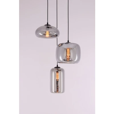 Afbeelding van EEF hanglamp 3 luxe rookglazen 150cm