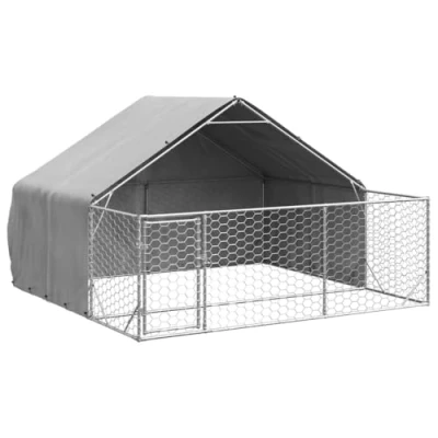 Afbeelding van vidaXL Hondenkennel met ren 3x3x1,9 m gegalvaniseerd staal