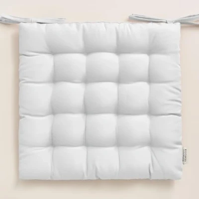 Afbeelding van ROOM99 Aura Stoelkussen, 40 x cm, zitkussen met banden, sierkussen, stoel, vloer, vloerkussen, kussen, outdoor, indoor, woonkamer, wit, 1 stuk