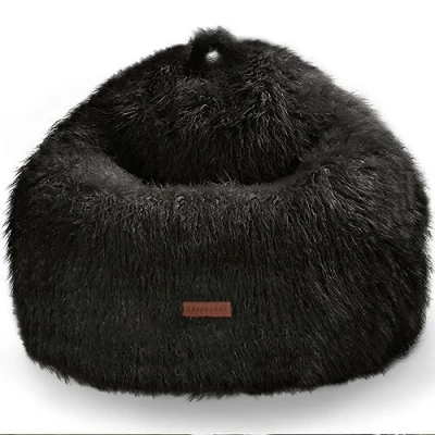 Afbeelding van Green Bean© Bean Bag Zitzak in bontlook met vulmateriaal (EPS parels) Afmetingen ca. 90 x cm zitkussen poef zitstoel vloerkussen lounge zwart