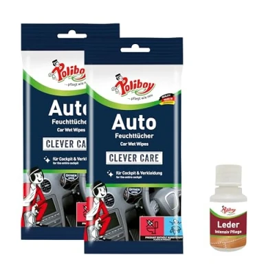 Afbeelding van Poliboy alles voor de reiniging van auto vochtige doekjes perfect grondige het interieur afzonderlijk 1 x 20 stuks Made in Germany