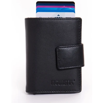 Afbeelding van Figuretta Cardprotector Leren Portemonnee met RFID Bescherming Zwart