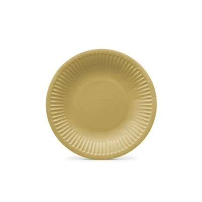 Afbeelding van PAW Papieren Borden Set (8 st.) I Diameter 18 cm Wegwerpborden Ideaal voor Bruiloft, Communie, Feesten, Verjaardag Druk op Waterbasis Feestbenodigdheden Effen Goud