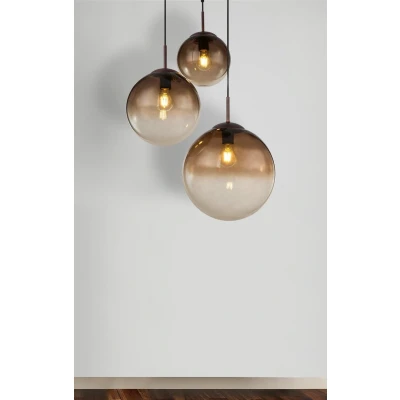 Afbeelding van Hanglamp 3 ballen bruin glas woonkamer eetkamer verlichting lamp spot Globo 15865 3, medium