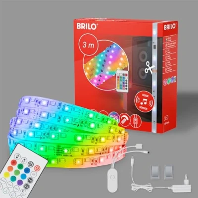 Afbeelding van BRILONER RGBIC LED strip 3m, Magic RGB licht, muziekgestuurd, muzieksensor, afstandsbediening, strip, bar, strips